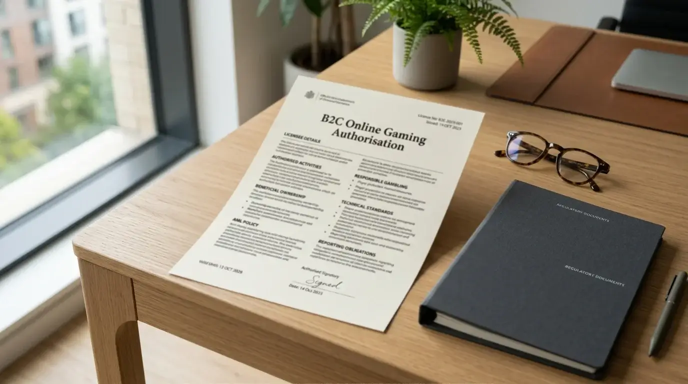 Anjouan B2C licence certificate template showing licence terms and structure