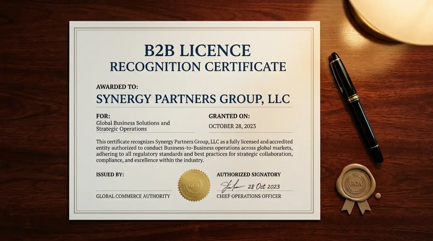 B2B recognition certificate granted to a game studio supplying an offshore casino