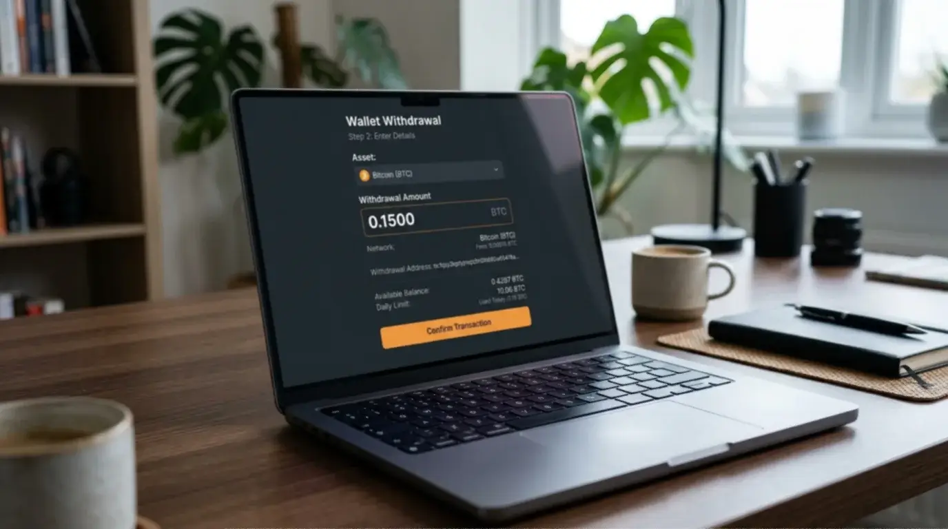 Bitcoin withdrawal screen at a non-GamStop casino showing limit settings