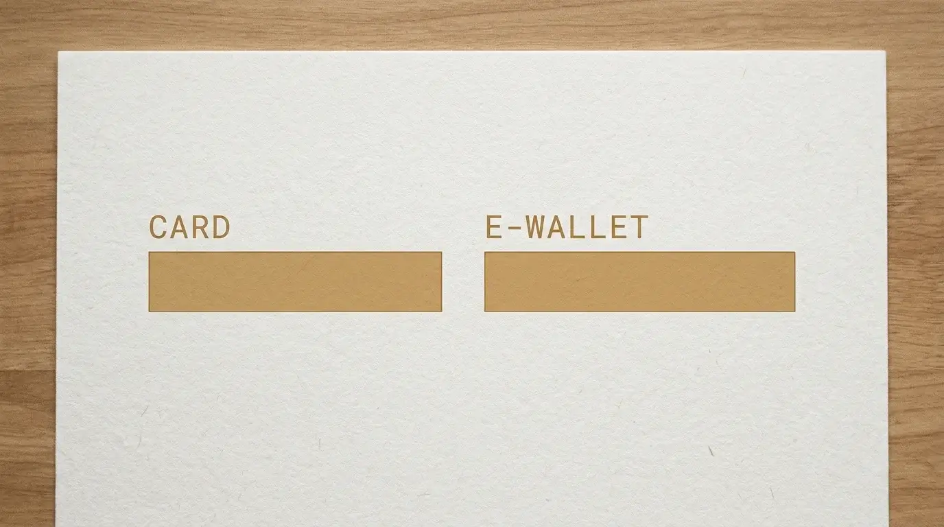 Side-by-side comparison illustration of card and e-wallet minimum deposit floors