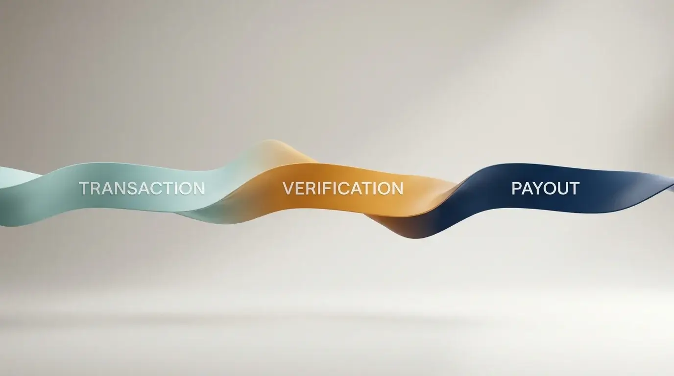 Horizontal timeline ribbon marked with three distinct phase segments, representing the settlement window