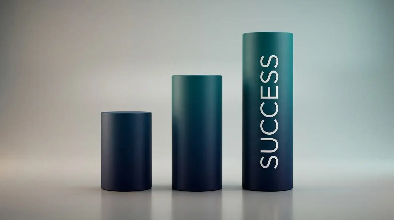 Three vertical bars rising in height from left to right against a soft neutral background
