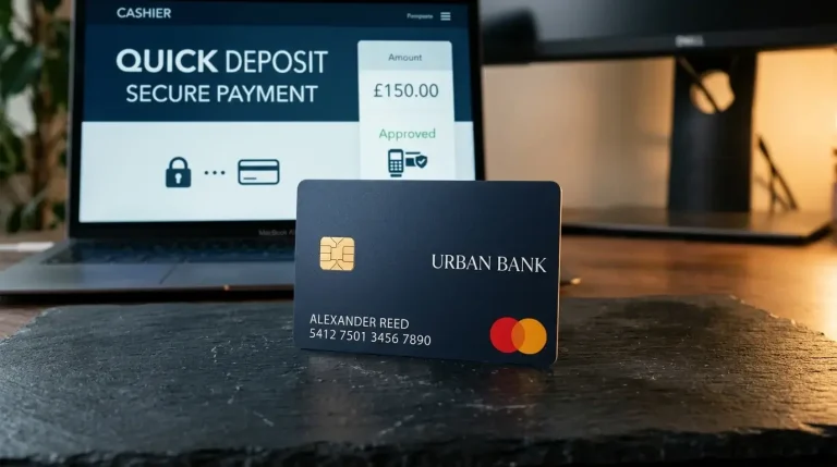 UK credit card on a casino cashier page showing MCC code and issuer block flow