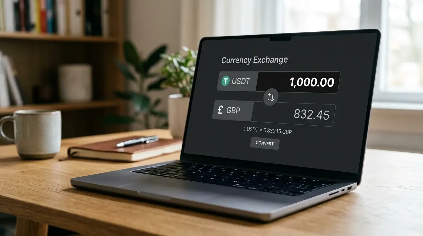 Generic centralised exchange interface with conversion option from USDT to GBP