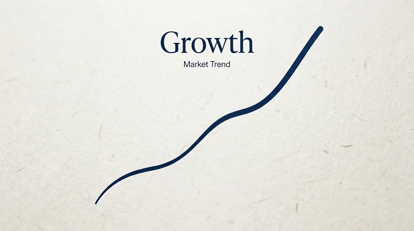 Smooth ascending line curve drawn on a clean white background with no numerical axis values