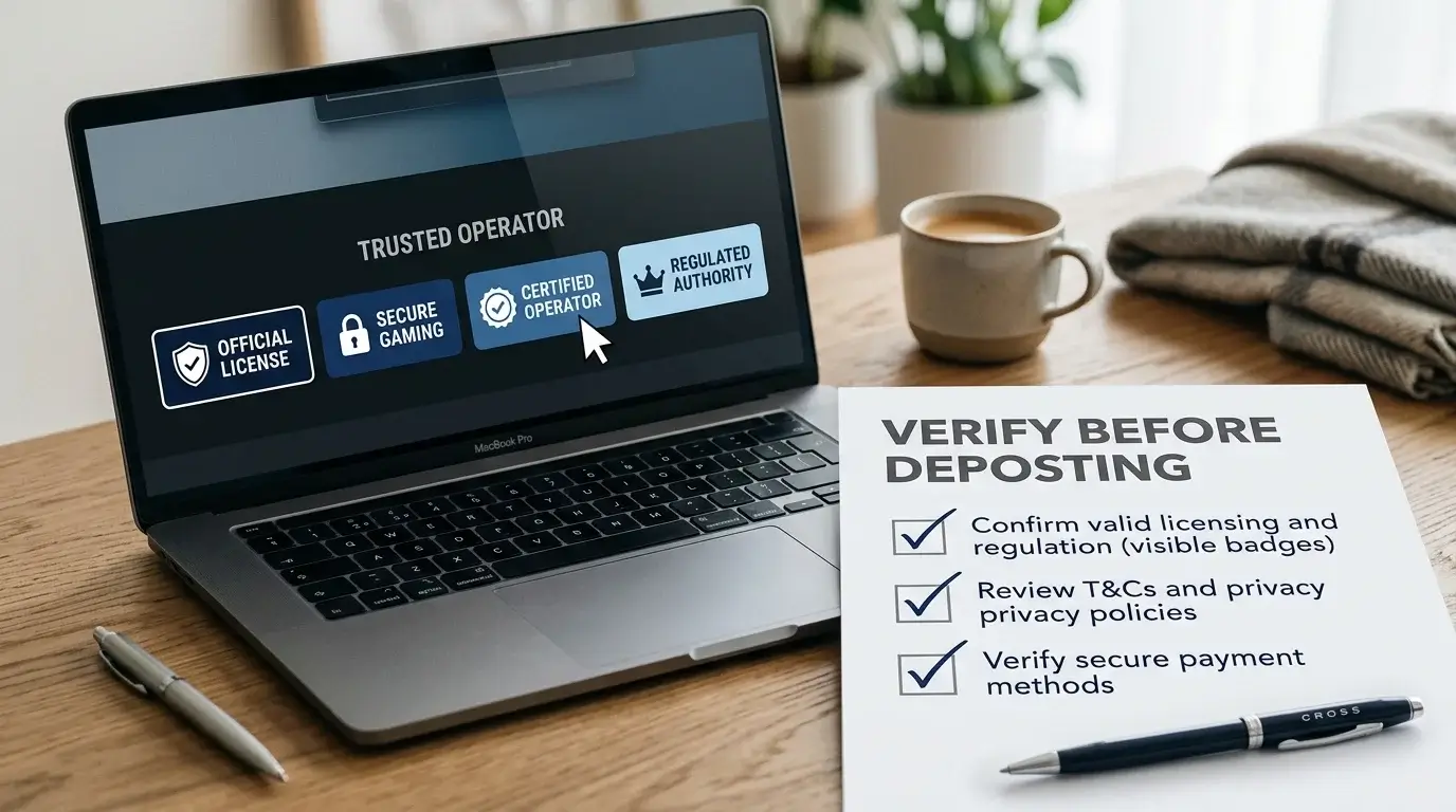 Inspecting casino footer licence badges and regulator references for authenticity before depositing